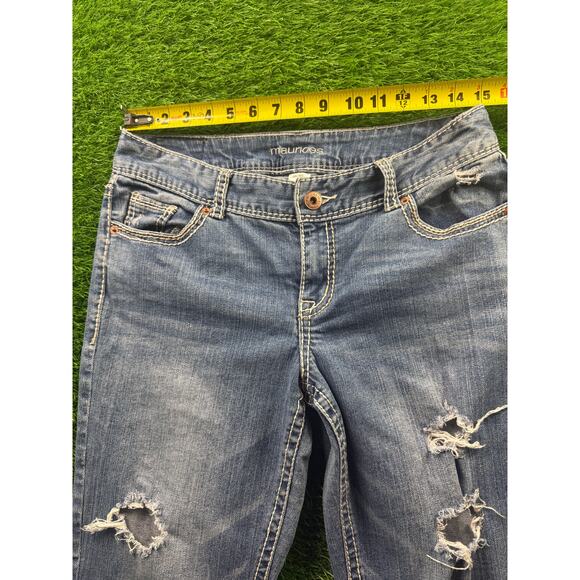 maurices Womens Skinny Jeans Distressed Light Wash Blue Sz 5/6 Mid Rise Stretch - Picture 9 of 10